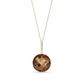 Yellow Gold Pendant Necklace Smoky Quartz & Diamond — Alida