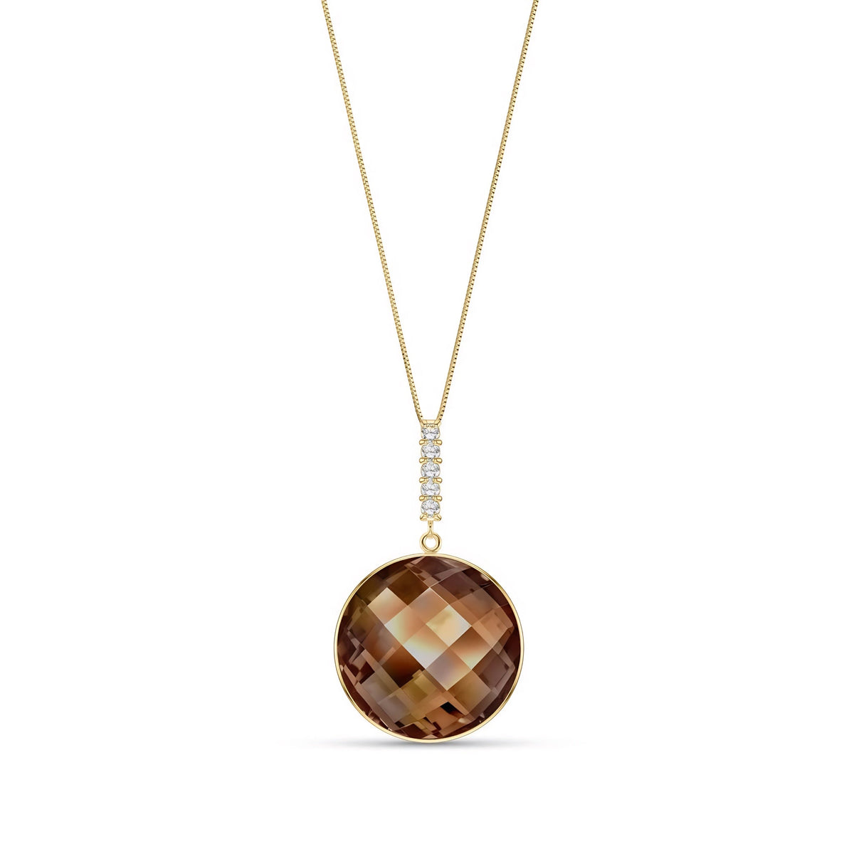 Yellow Gold Pendant Necklace Smoky Quartz 10K — Alida