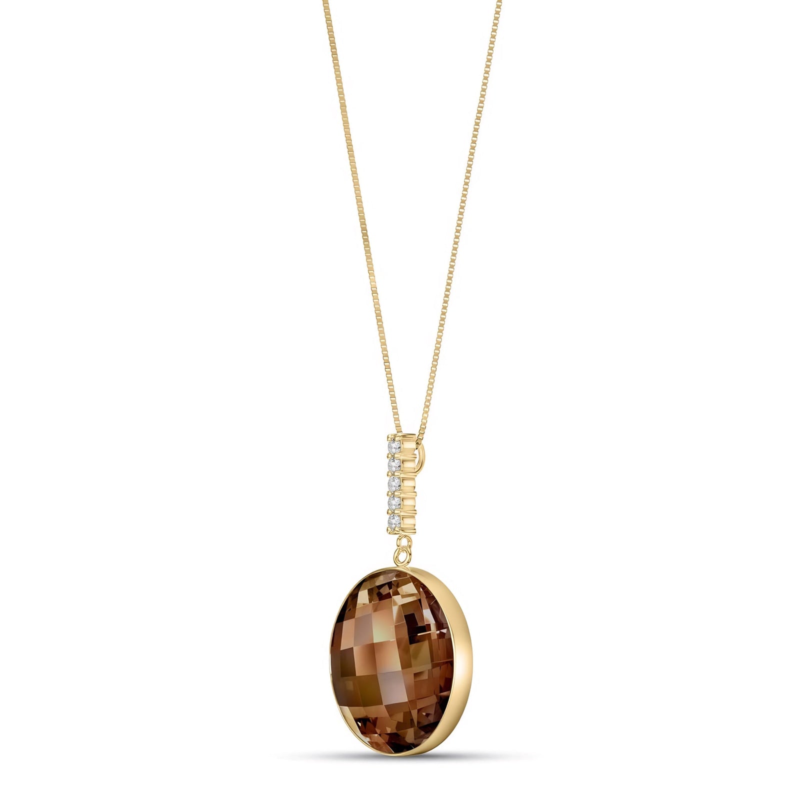 Yellow Gold Pendant Necklace Smoky Quartz 10K — Alida