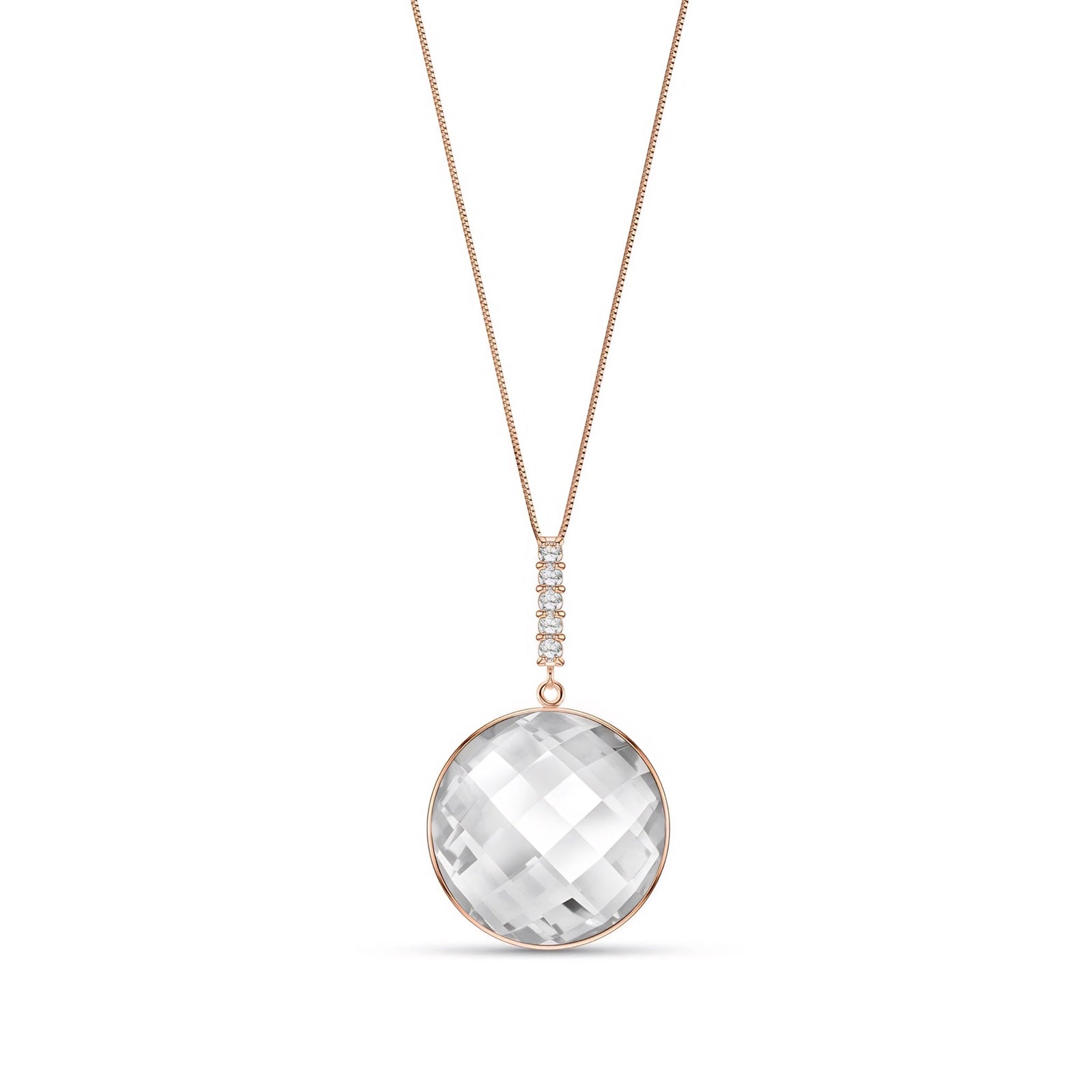 Rose Gold Pendant Necklace Rose Quartz 10K — Alida