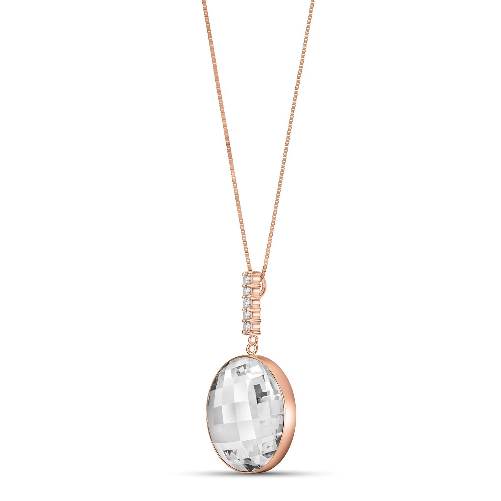 Rose Gold Pendant Necklace Rose Quartz 10K — Alida