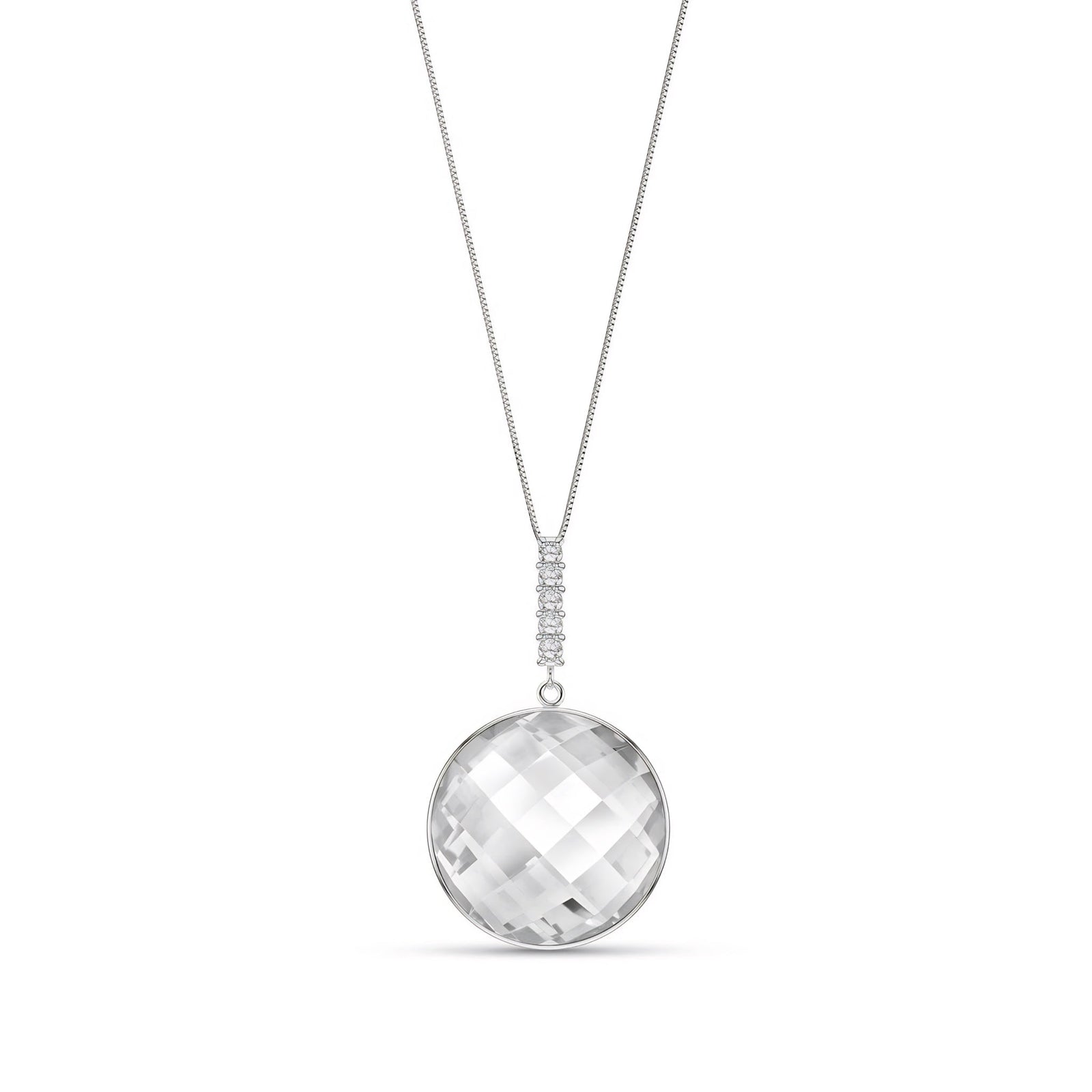 White Gold Pendant Necklace Rose Quartz 10K — Alida