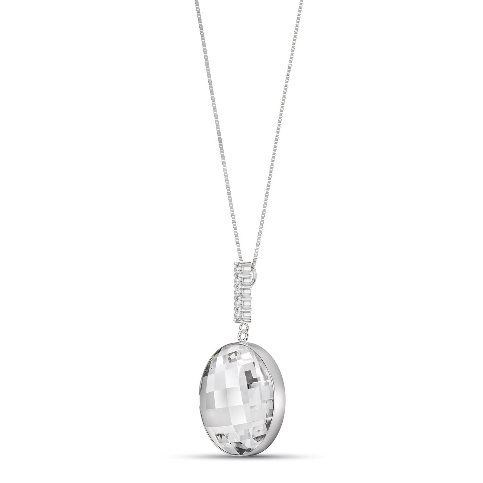 White Gold Pendant Necklace Rose Quartz 10K — Alida