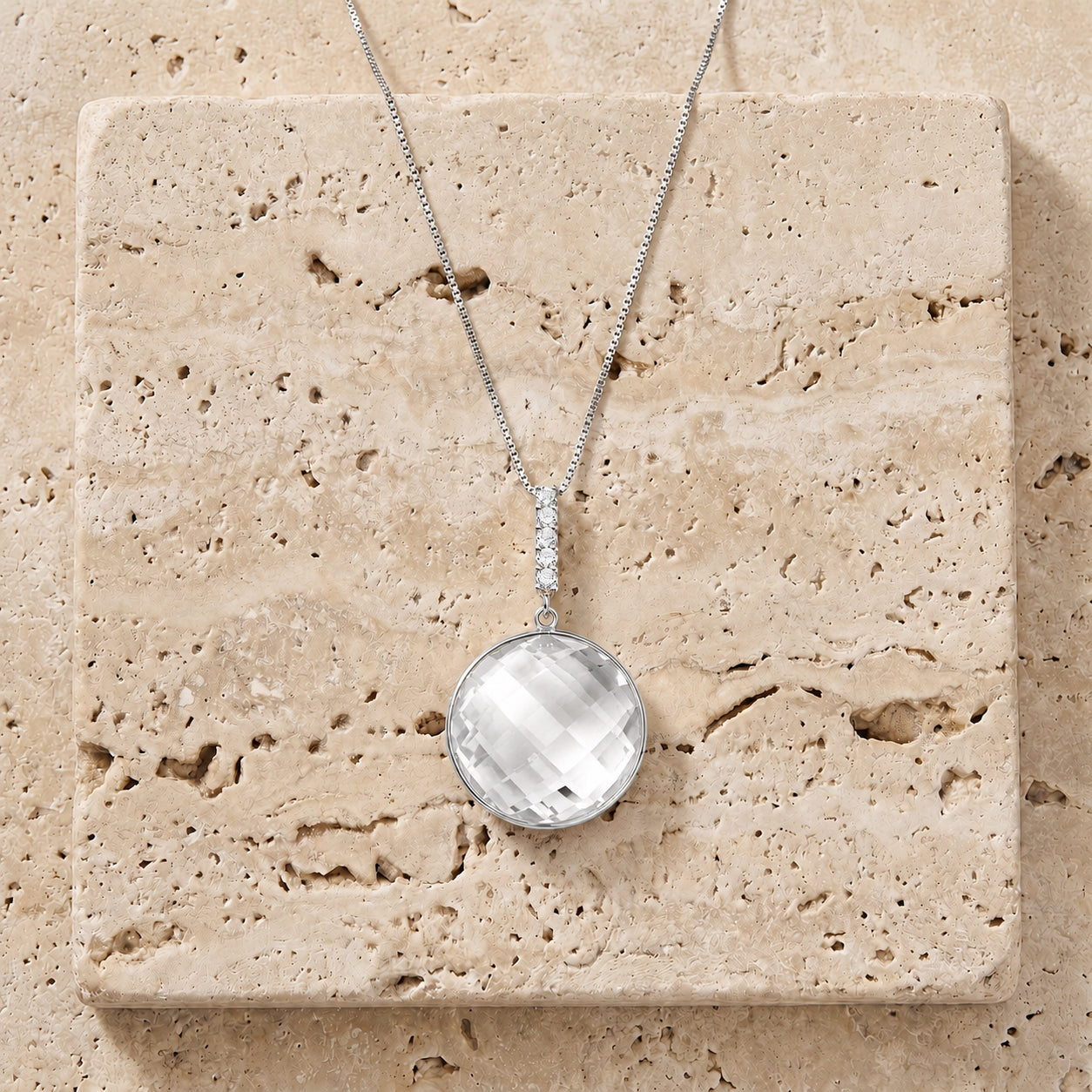 White Gold Pendant Necklace Rose Quartz 10K — Alida