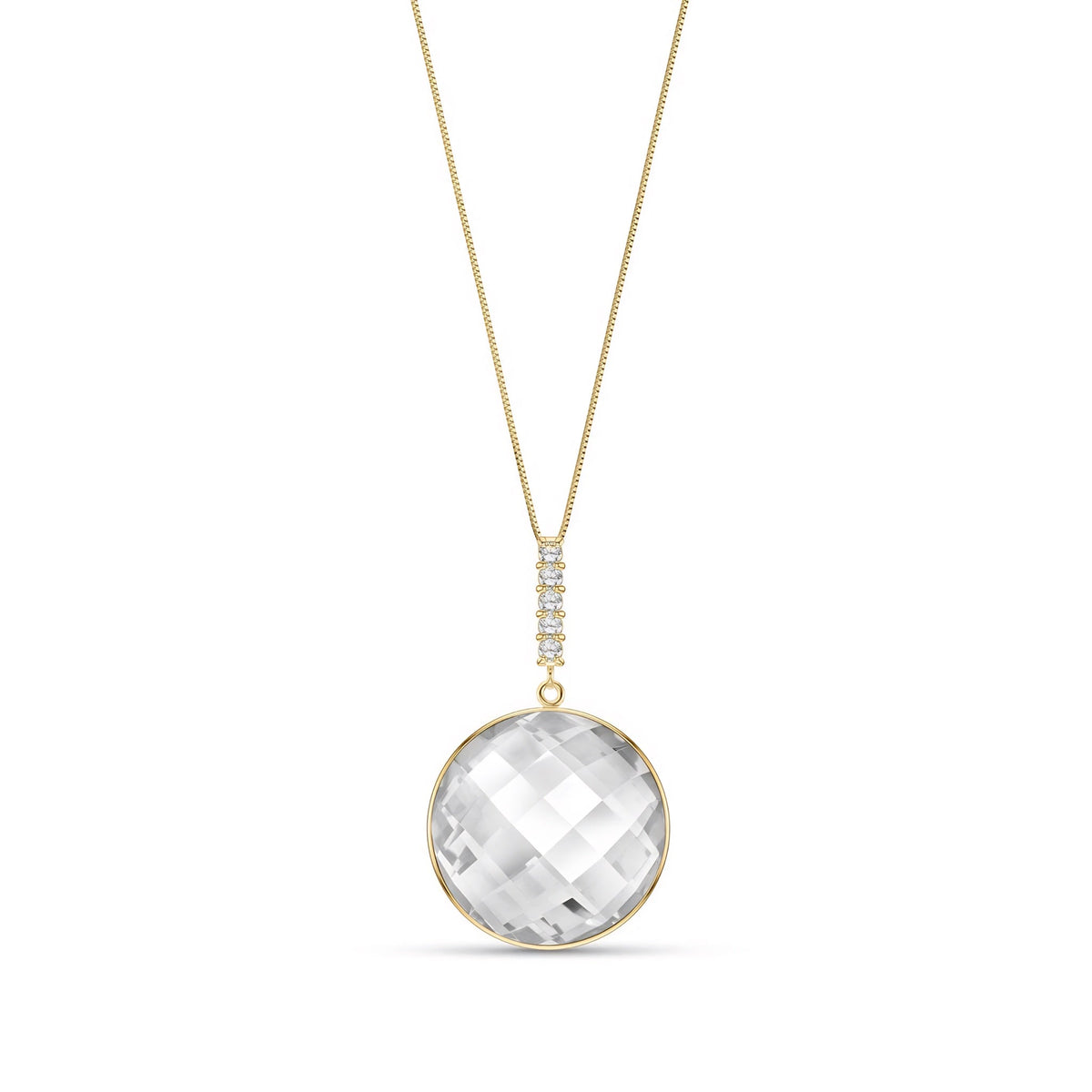 Yellow Gold Pendant Necklace Rose Quartz 10K — Alida