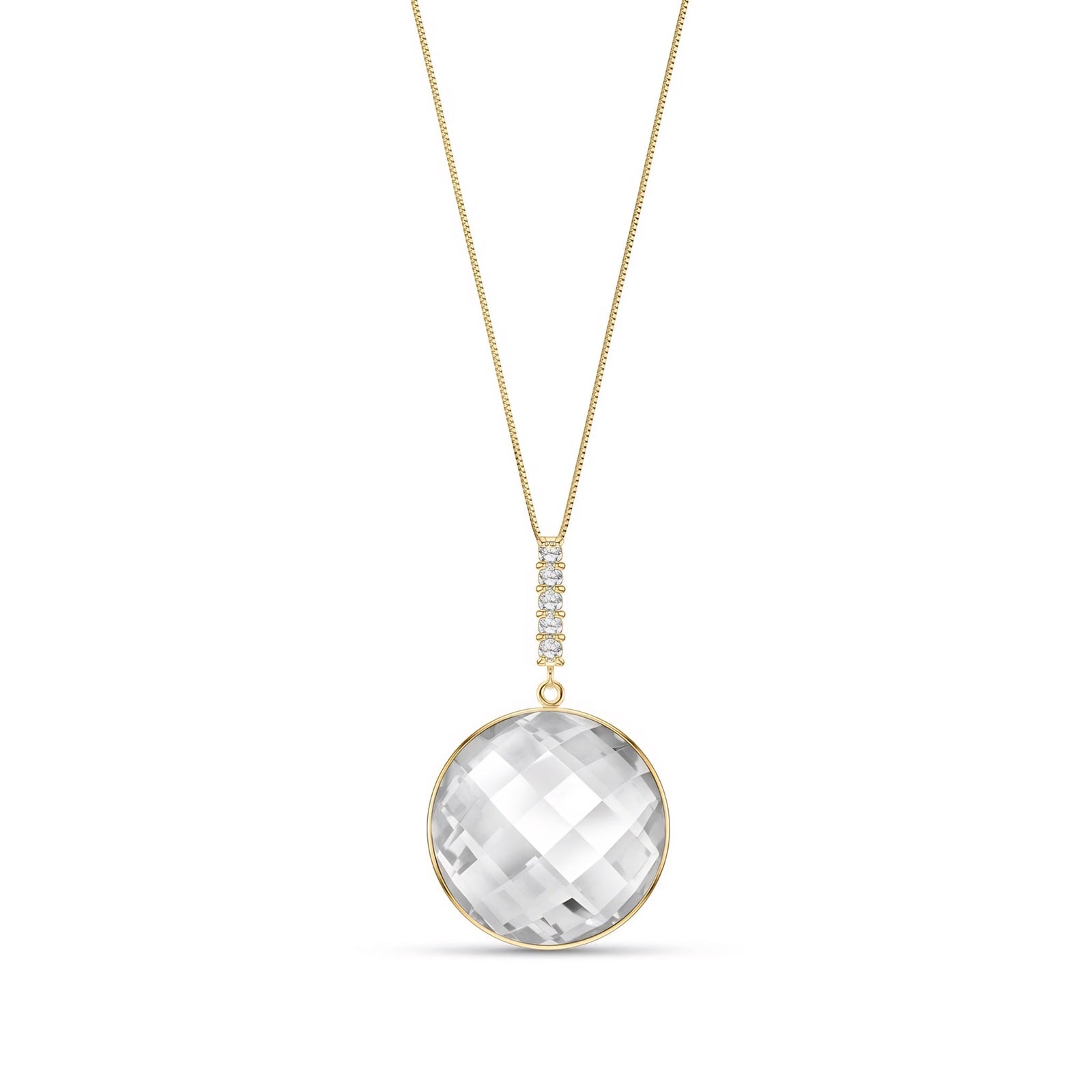 Yellow Gold Pendant Necklace Rose Quartz 10K — Alida