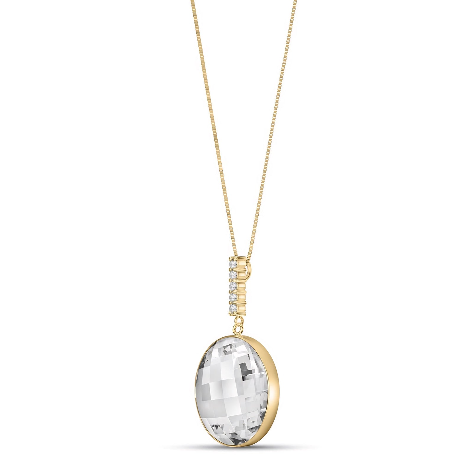 Yellow Gold Pendant Necklace Rose Quartz 10K — Alida