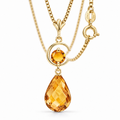Yellow Gold Nicolina lab-grown Citrine necklace, close-up with chain and clasp detail.