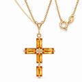 Yellow Gold Emilia natural citrine necklace, shown with chain and clasp detail.