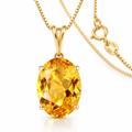 Yellow Gold Gemma natural citrine necklace, shown with chain and clasp detail.