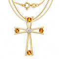 Yellow Gold Silvana natural citrine necklace, shown with chain and clasp detail.
