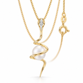 Yellow Gold Adele freshwater pearl necklace, shown with chain and clasp detail.