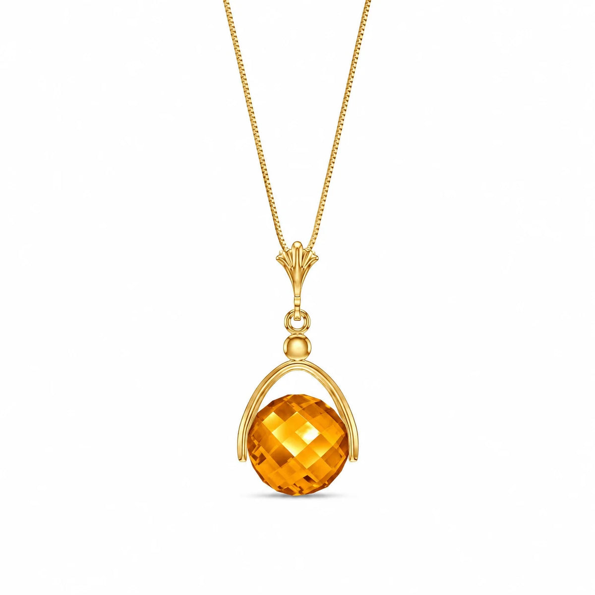 Yellow Gold Necklace Citrine — Benedetta Eternal Necklace, front view