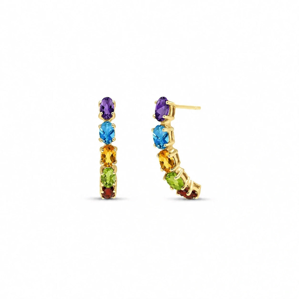 Yellow Gold Earrings Multi-Gemstone — Calliope Eternal Earrings, front view
