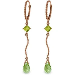 Rose Gold Earrings Peridot — Palma Earrings, front view