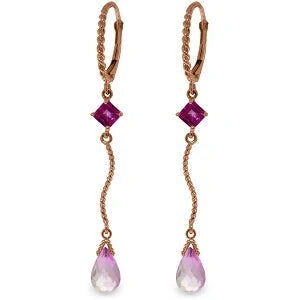 Rose Gold Earrings Pink Topaz — Palma Earrings, front view