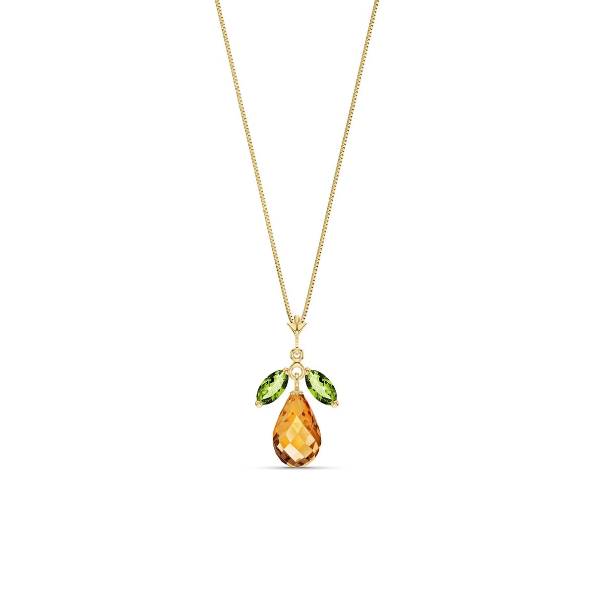 Yellow Gold Necklace Citrine & Peridot — Laura Necklace, front view