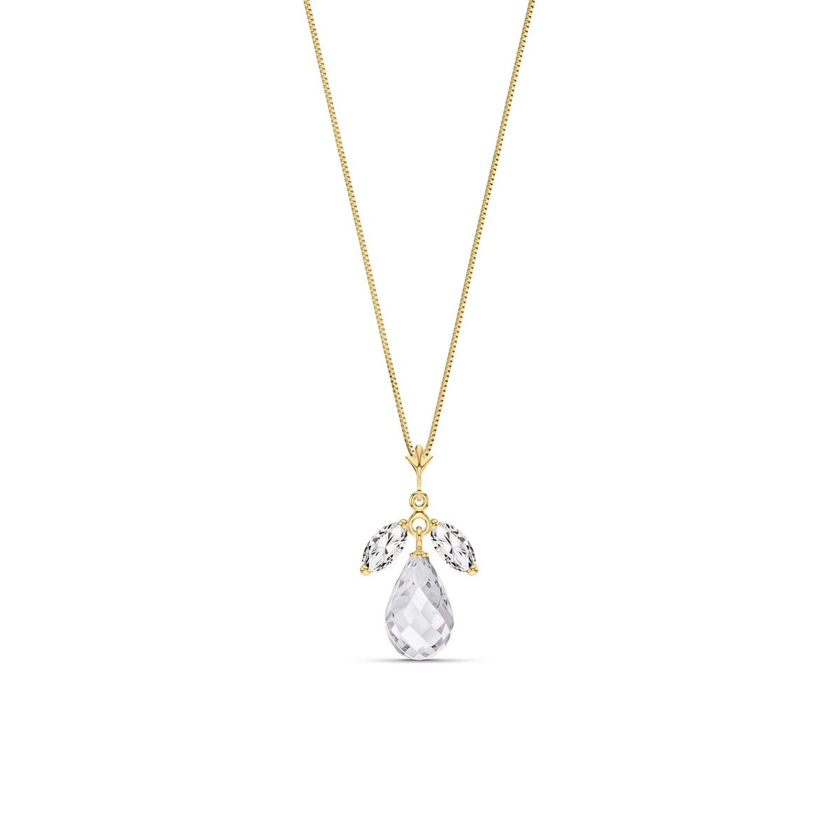 Yellow Gold Necklace White Topaz — Laura Necklace, front view