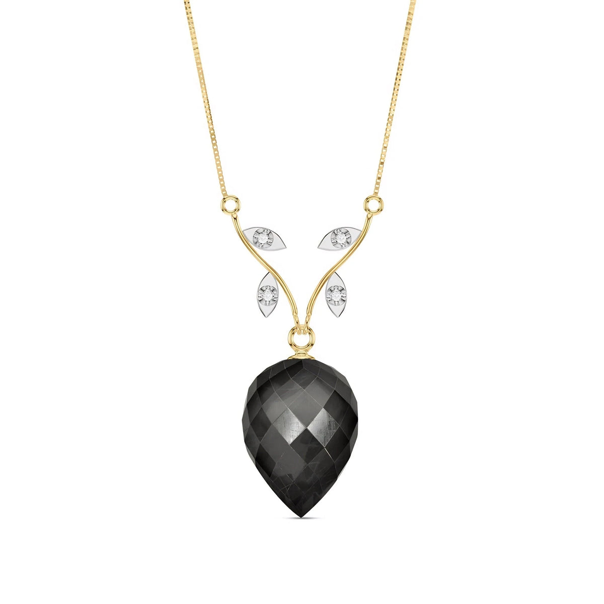 Yellow Gold Necklace Spinel & Diamond — Crescenza Pendant Necklace, front view