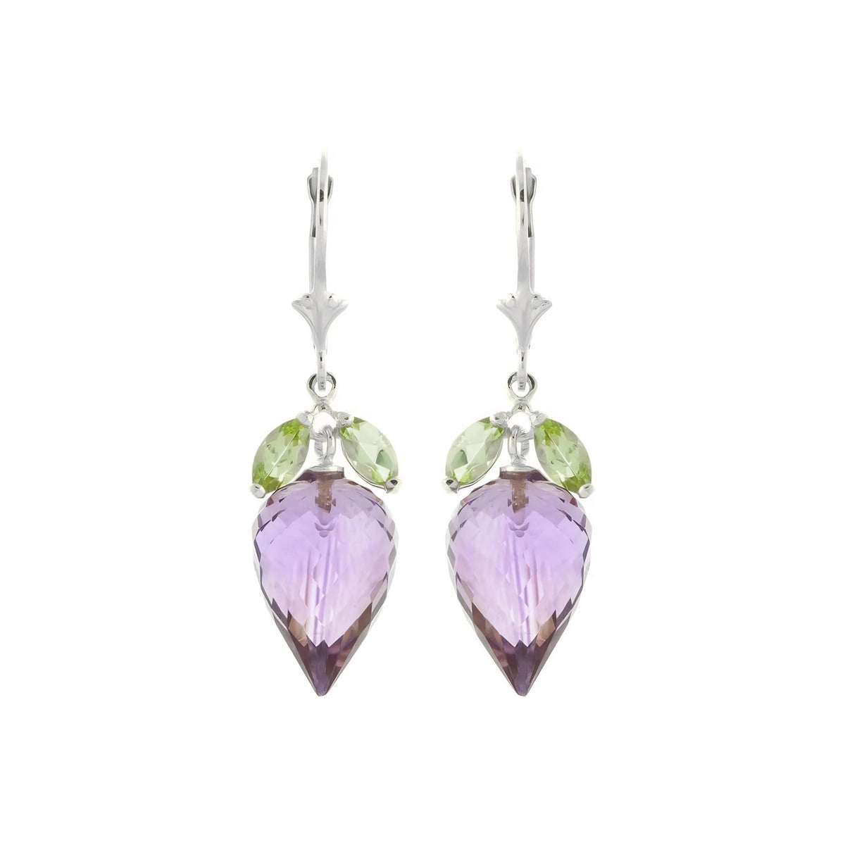 White Gold Earrings Amethyst & Peridot — Ornella Earrings, view 2