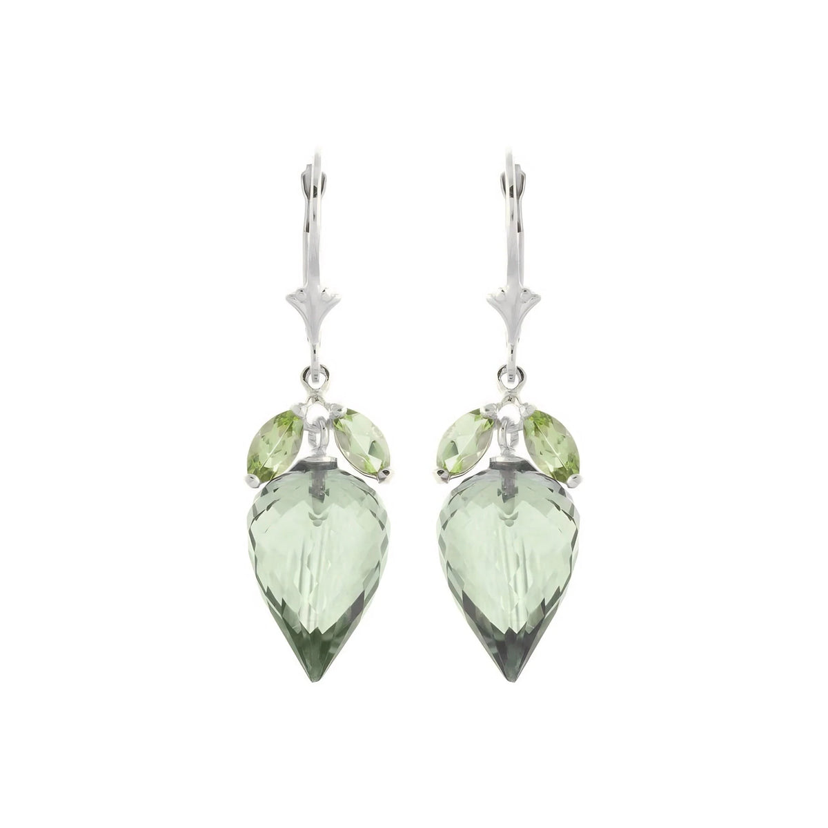 White Gold Earrings Green Amethyst & Peridot — Ornella Earrings, view 2