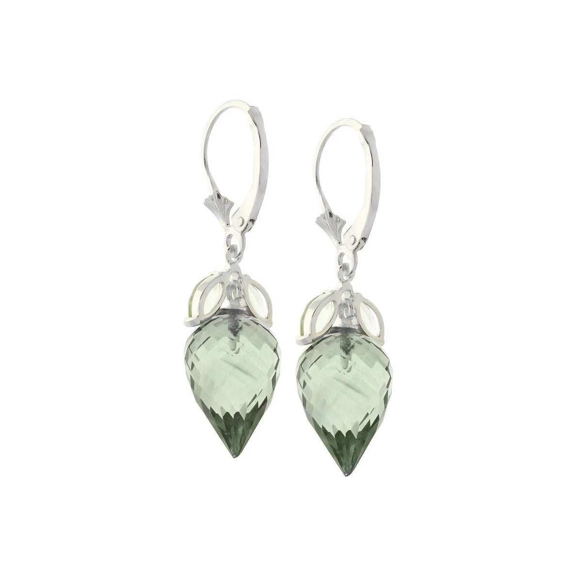 White Gold Earrings Green Amethyst & Peridot — Ornella Earrings, view 3