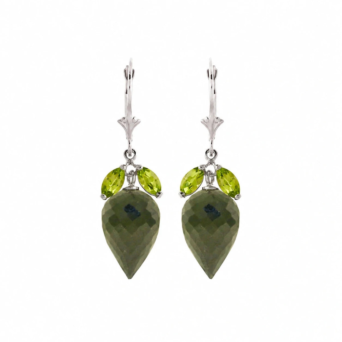 White Gold Earrings Spinel & Peridot — Ornella Earrings, view 2
