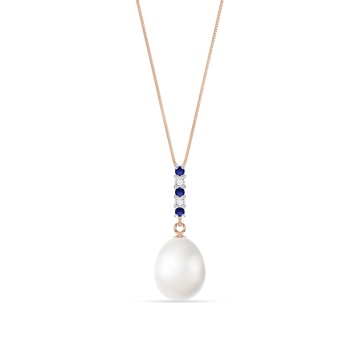 Rose Gold Necklace Multi-Stone — Eulalia Pendant Necklace, front view