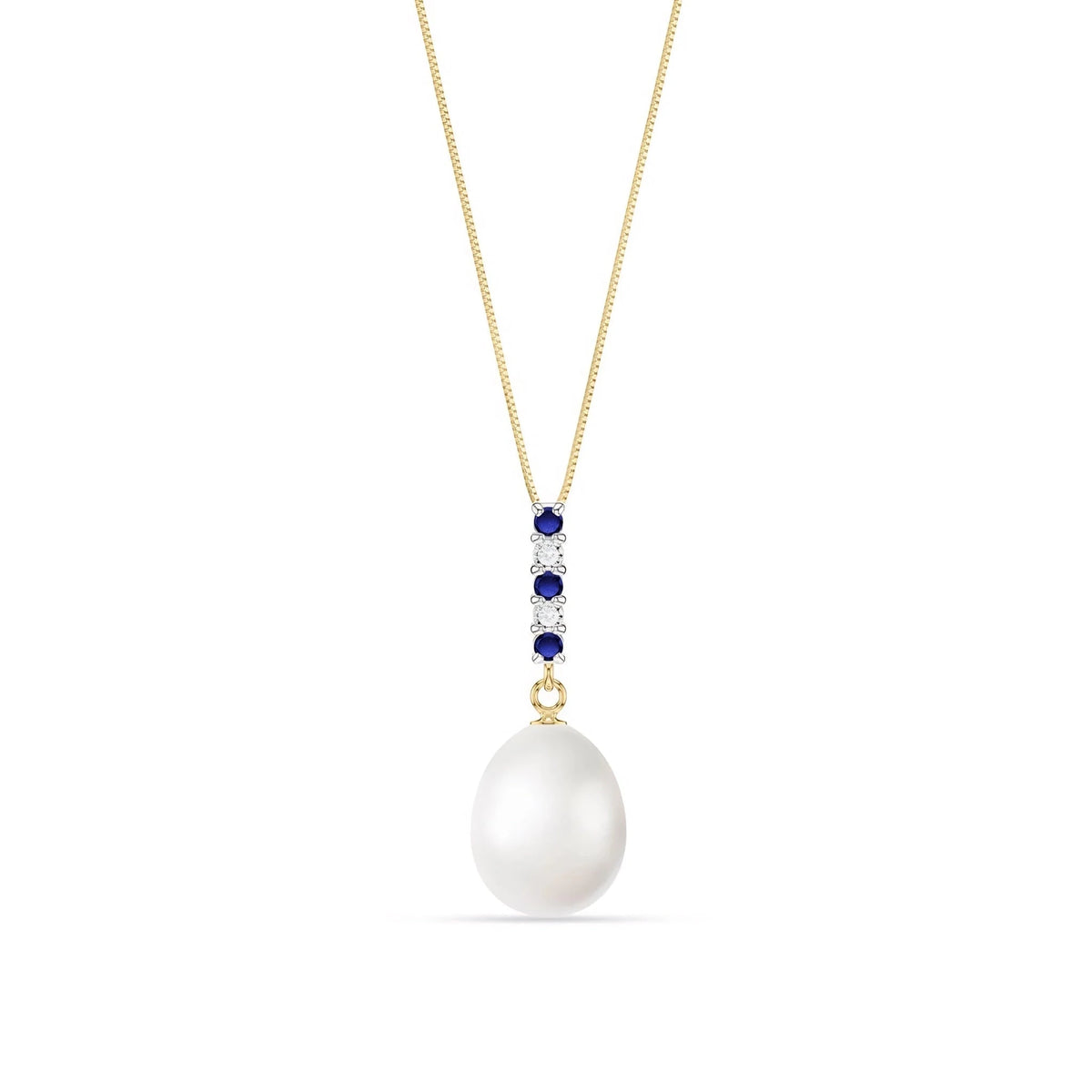 Yellow Gold Necklace Multi-Stone — Eulalia Pendant Necklace, front view