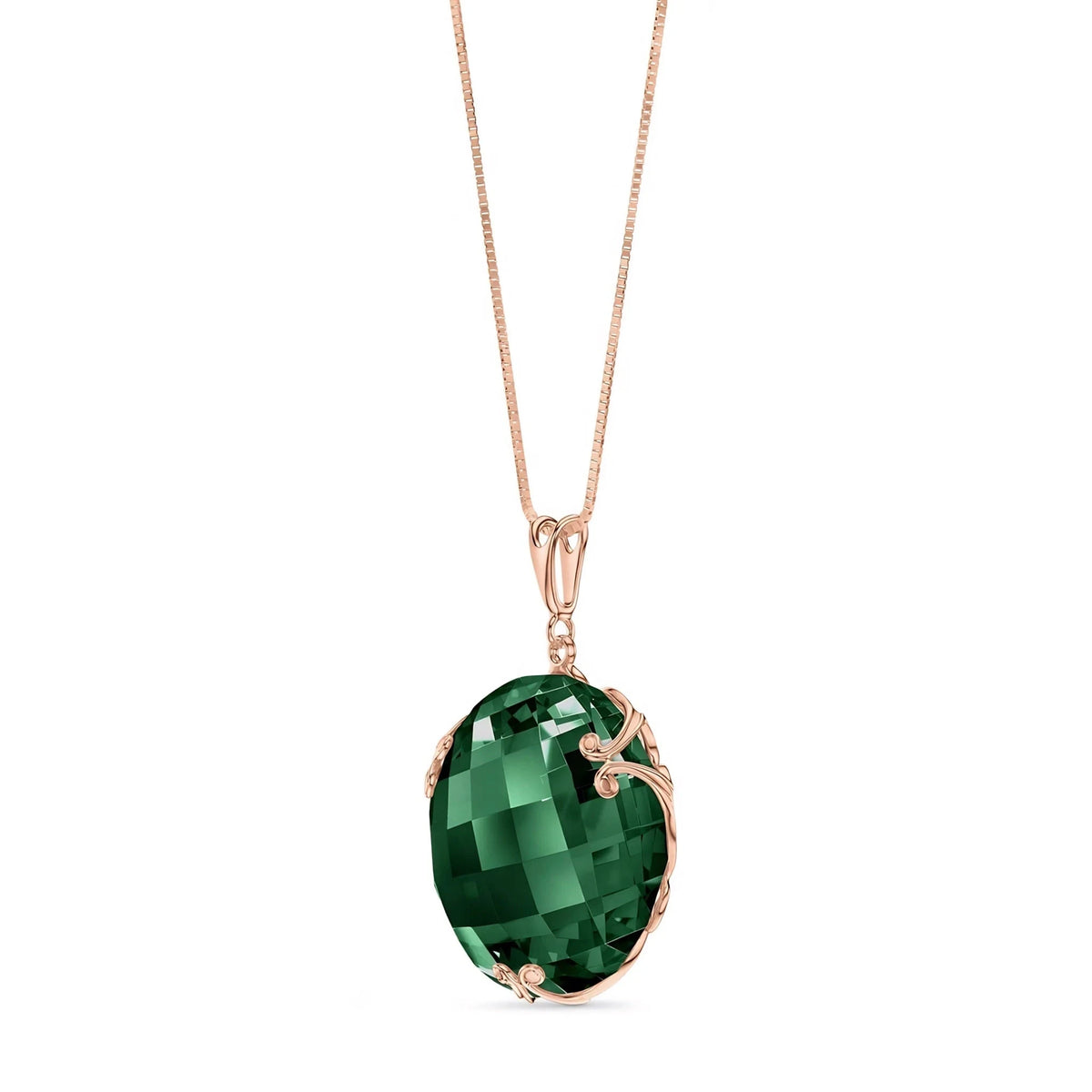 Rose Gold Necklace Green Sapphire — Fabrizia Grace Pendant Necklace, view 2