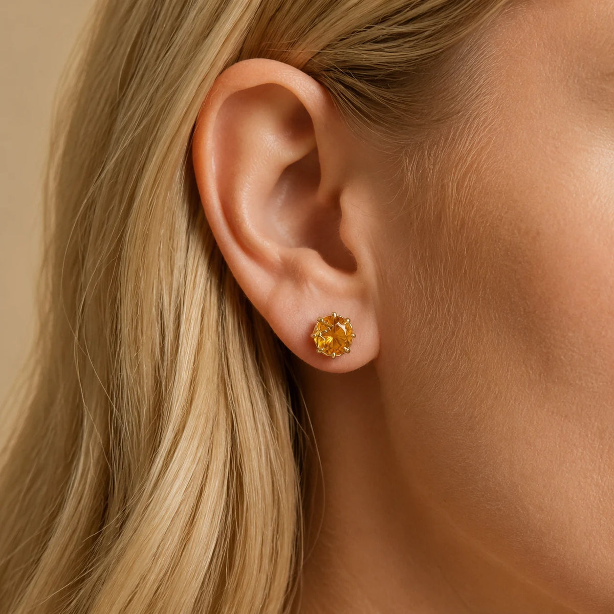 Yellow Gold Earrings Citrine — Alida Earrings, view 3
