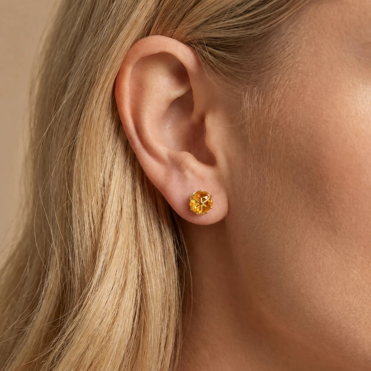 Yellow Gold Earrings Citrine — Alida Earrings, view 5