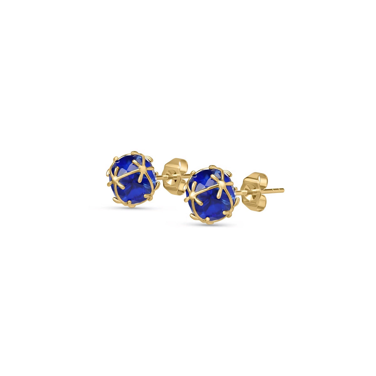 Yellow Gold Earrings Sapphire — Alida Earrings, front view