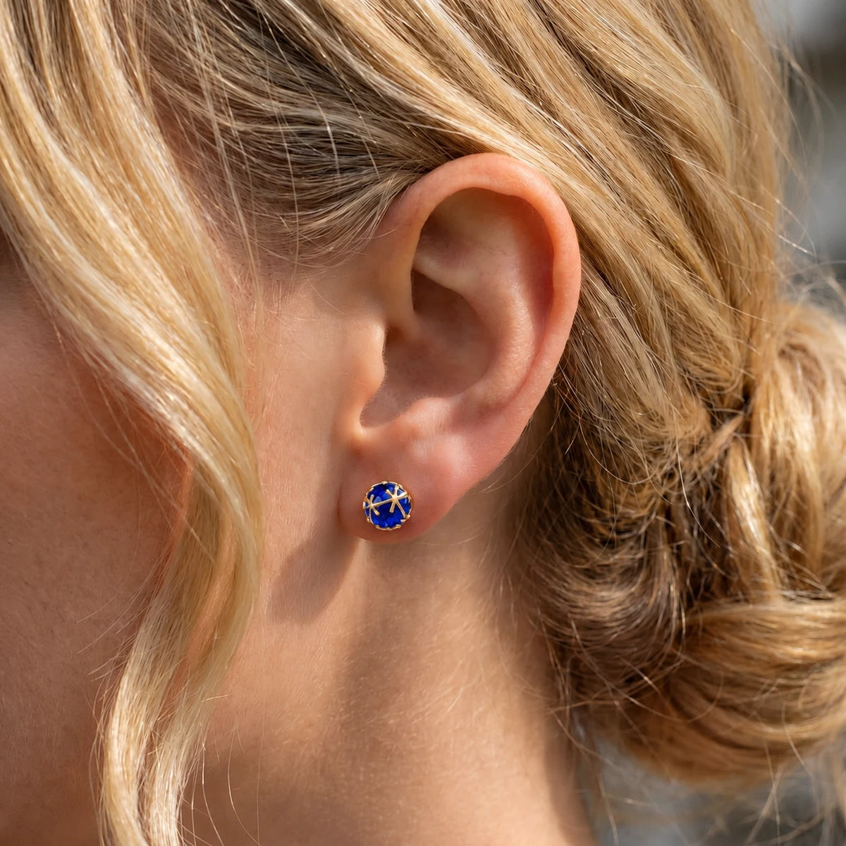 Yellow Gold Earrings Sapphire — Alida Earrings, view 4