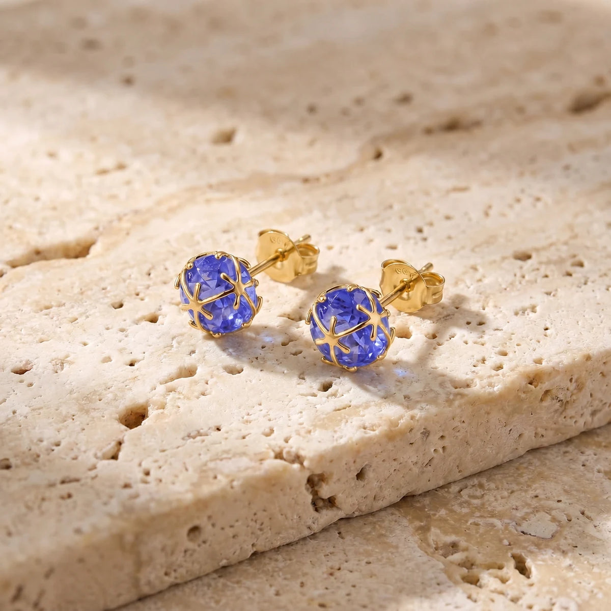Yellow Gold Earrings Tanzanite — Alida Earrings, view 3