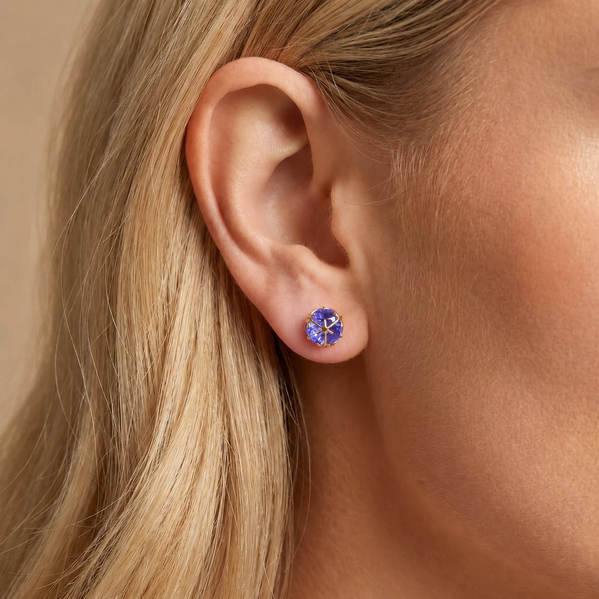 Yellow Gold Earrings Tanzanite — Alida Earrings, view 5