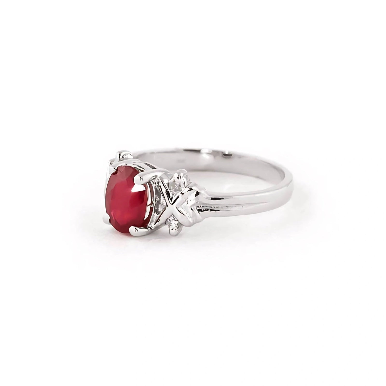 White Gold Ring Ruby 10K — Scolastica