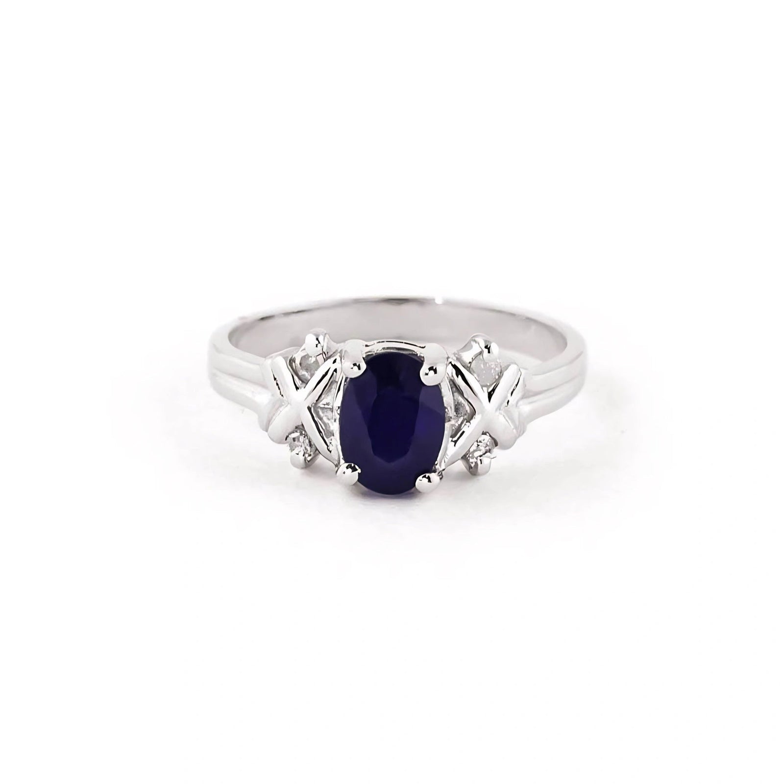 White Gold Ring Sapphire 10K — Scolastica