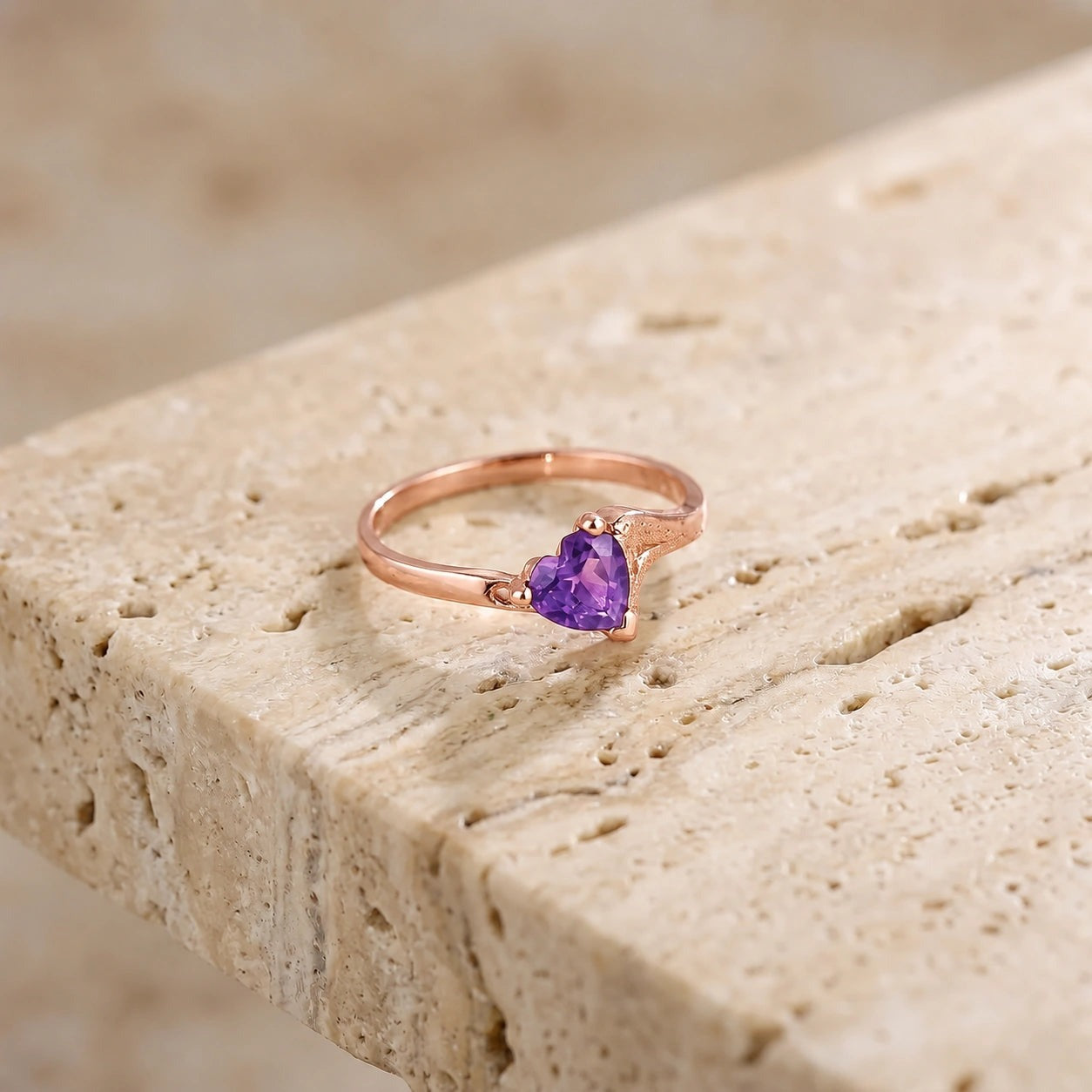 Rose Gold Eternal Ring Amethyst 10K — Elena
