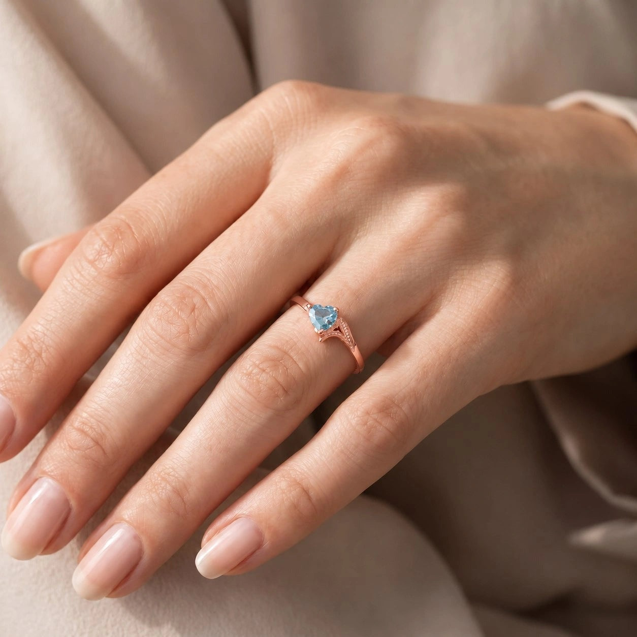 Rose Gold Eternal Ring Blue Topaz 10K — Elena