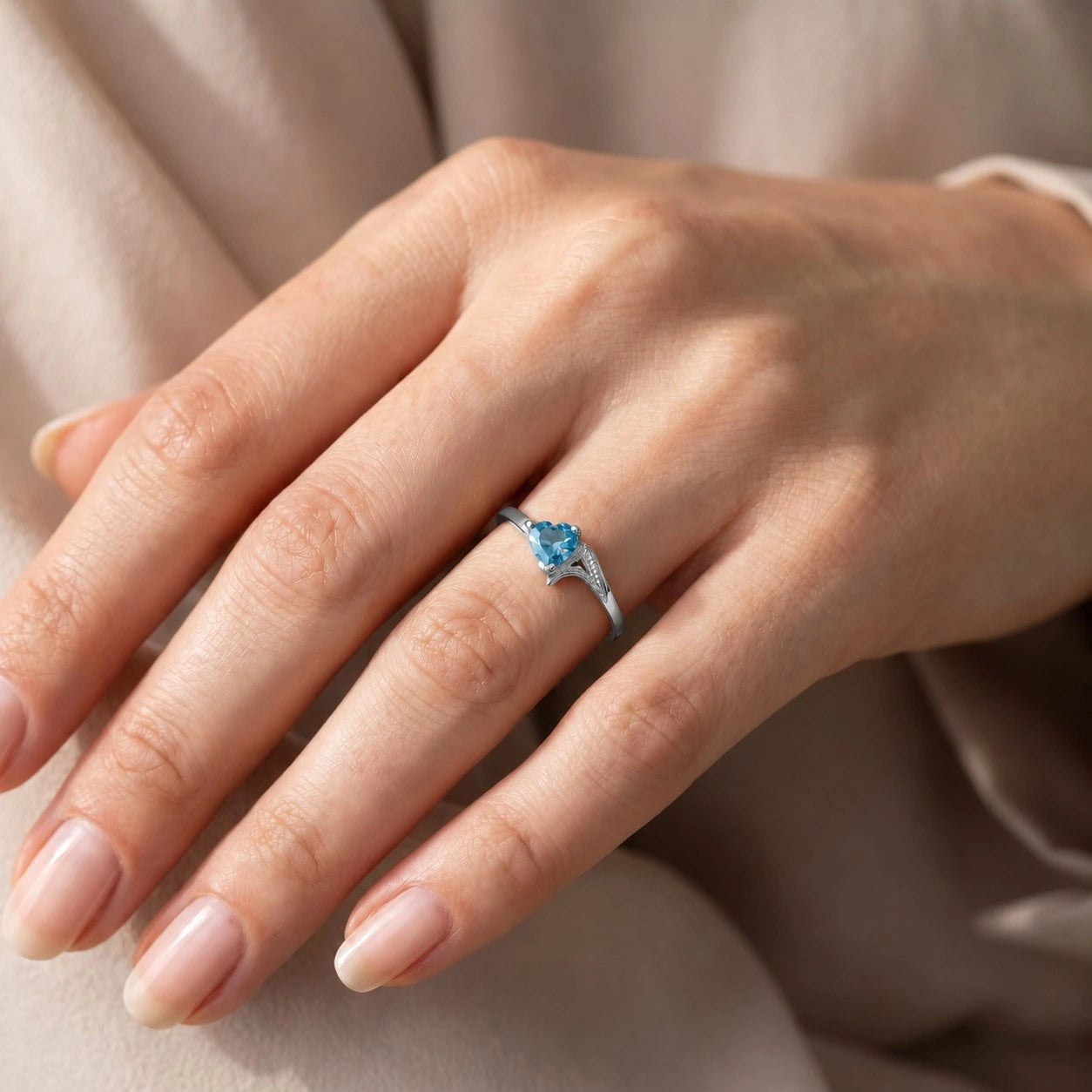 White Gold Eternal Ring Blue Topaz 10K — Elena