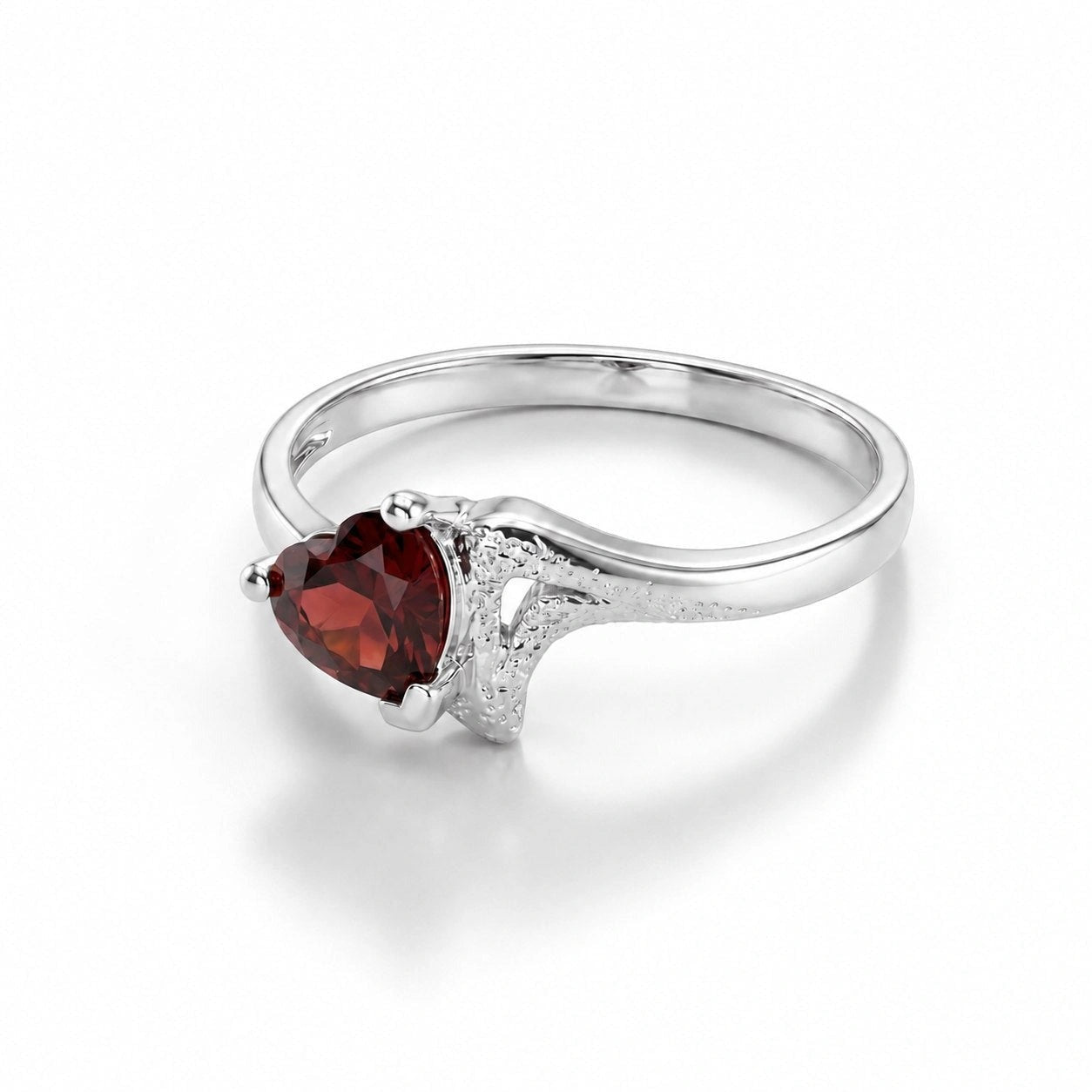 White Gold Eternal Ring Garnet 10K — Elena