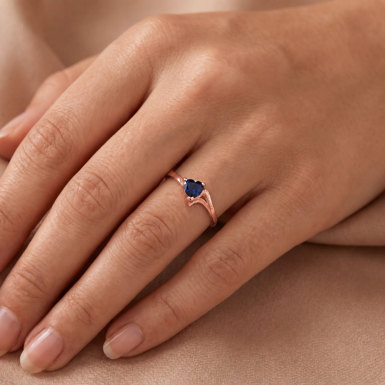 Rose Gold Eternal Ring Sapphire 10K — Elena