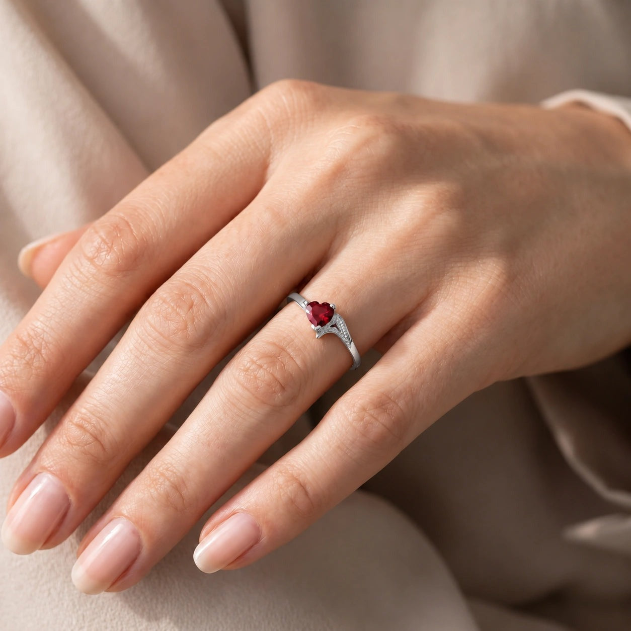 White Gold Eternal Ring Ruby 10K — Elena