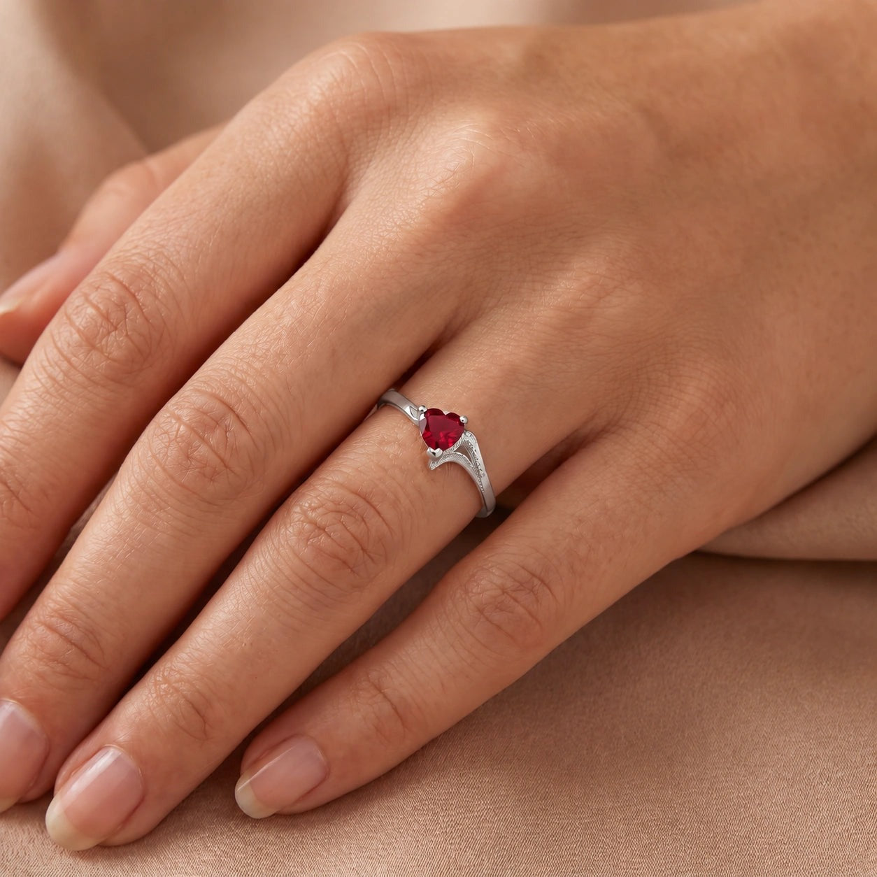 White Gold Eternal Ring Ruby 10K — Elena