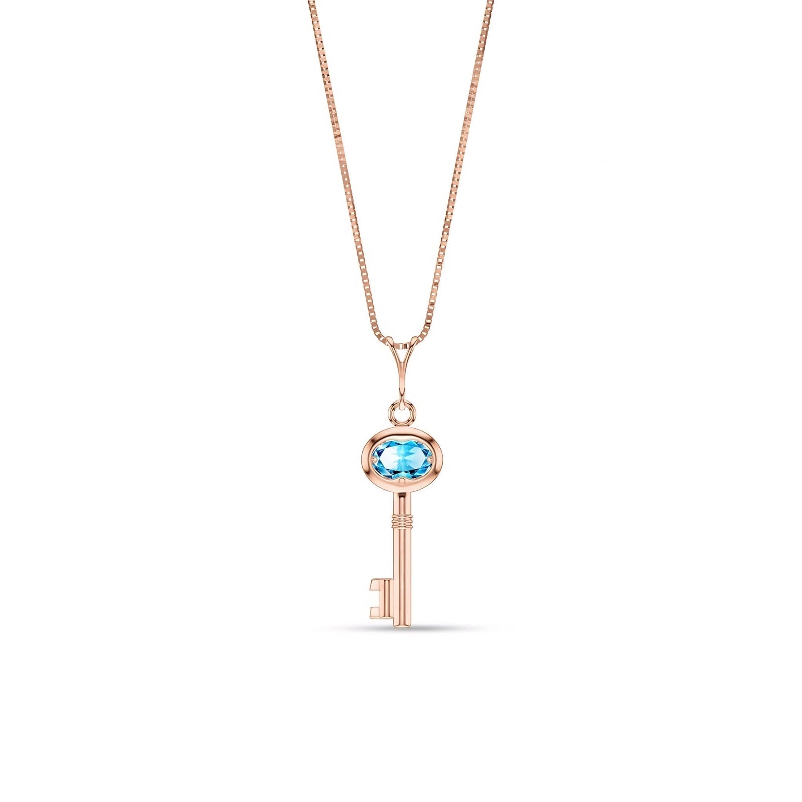 Rose Gold Pendant Necklace Blue Topaz 10K — Marcella