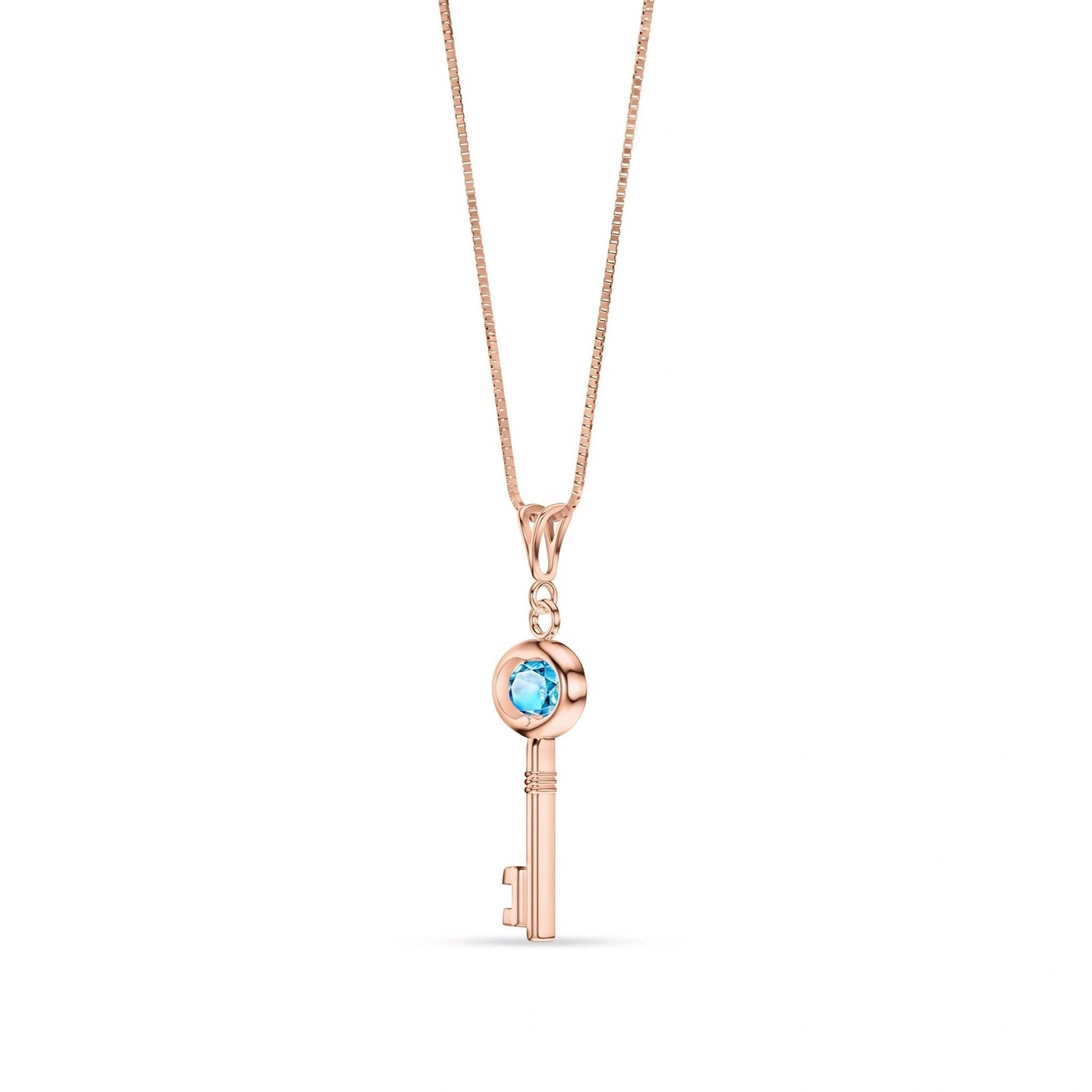 Rose Gold Pendant Necklace Blue Topaz 10K — Marcella