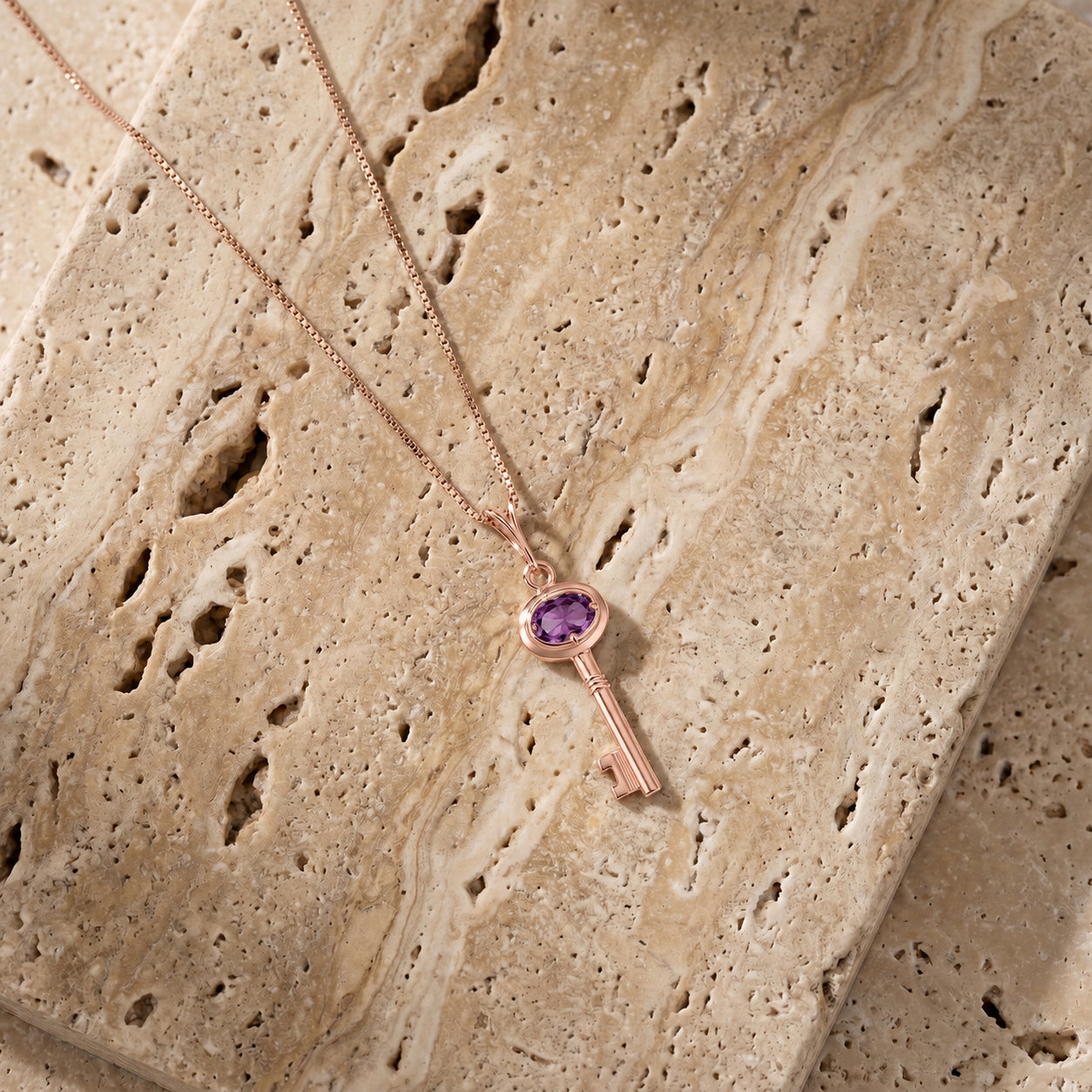 Rose Gold Pendant Necklace Blue Topaz 10K — Marcella