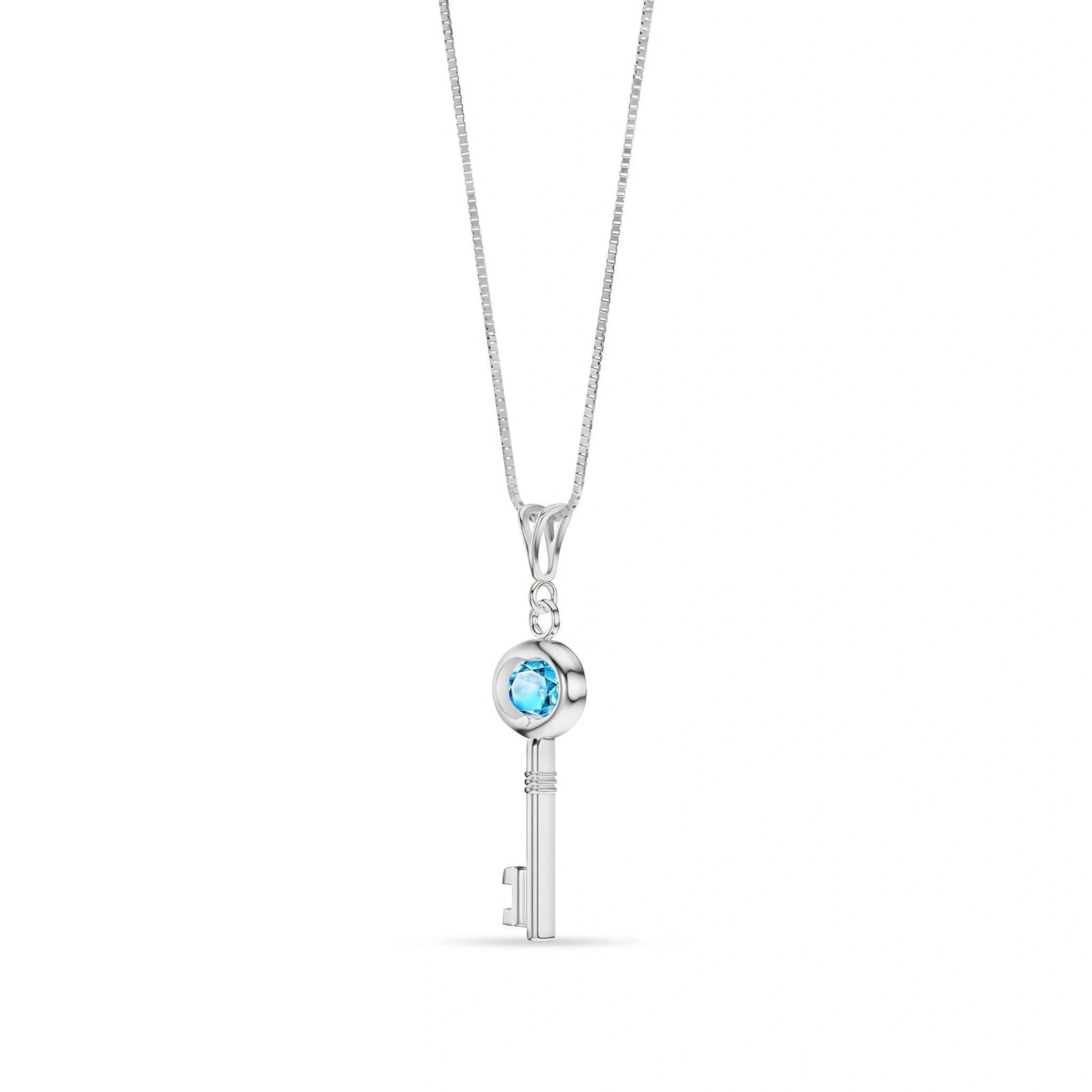 White Gold Pendant Necklace Blue Topaz 10K — Marcella