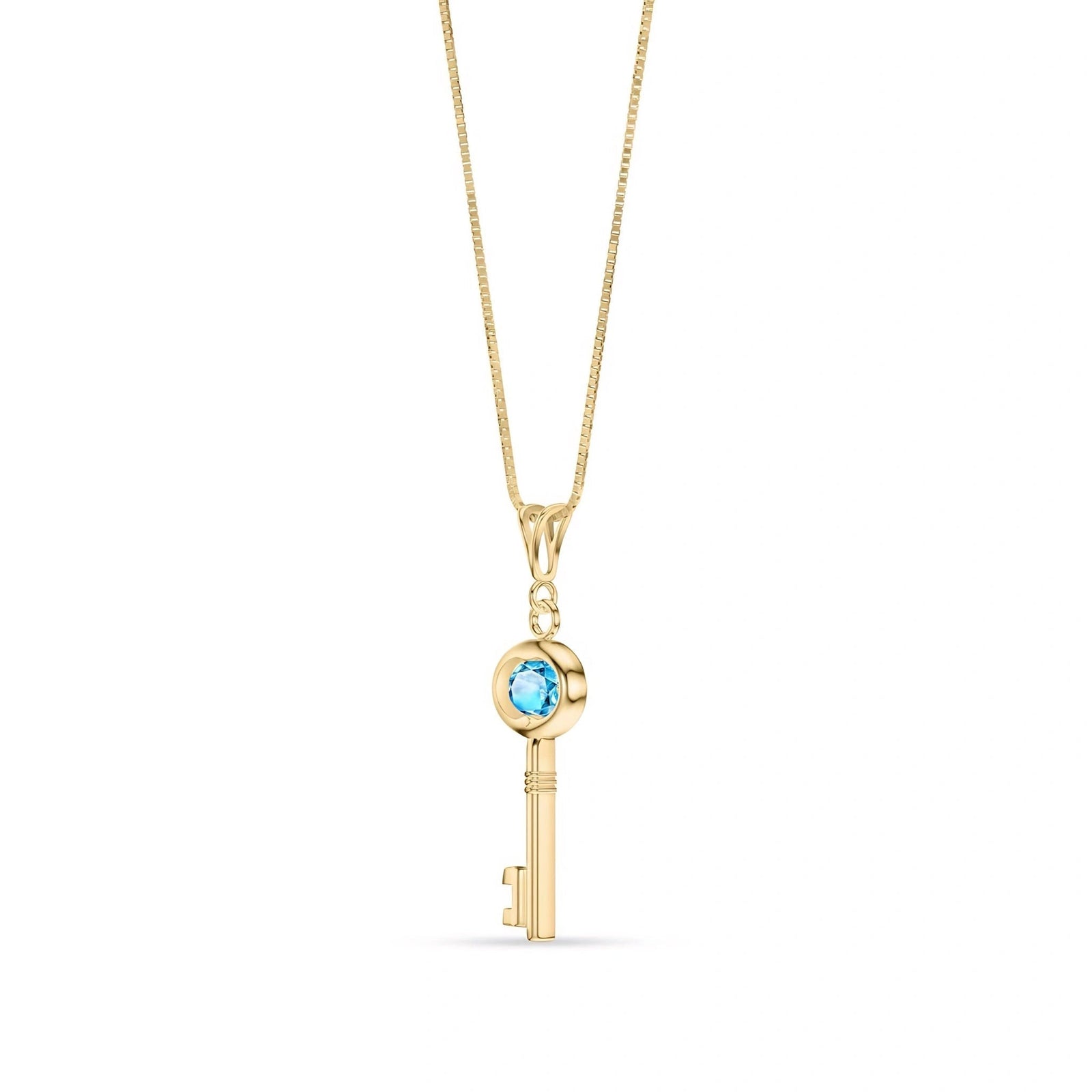 Yellow Gold Pendant Necklace Blue Topaz 10K — Marcella